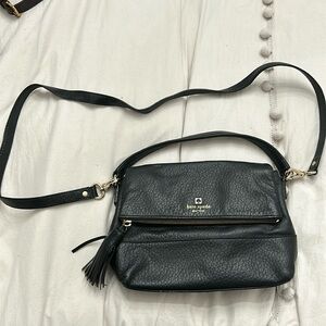 kate spade black leather shoulder bag vintage